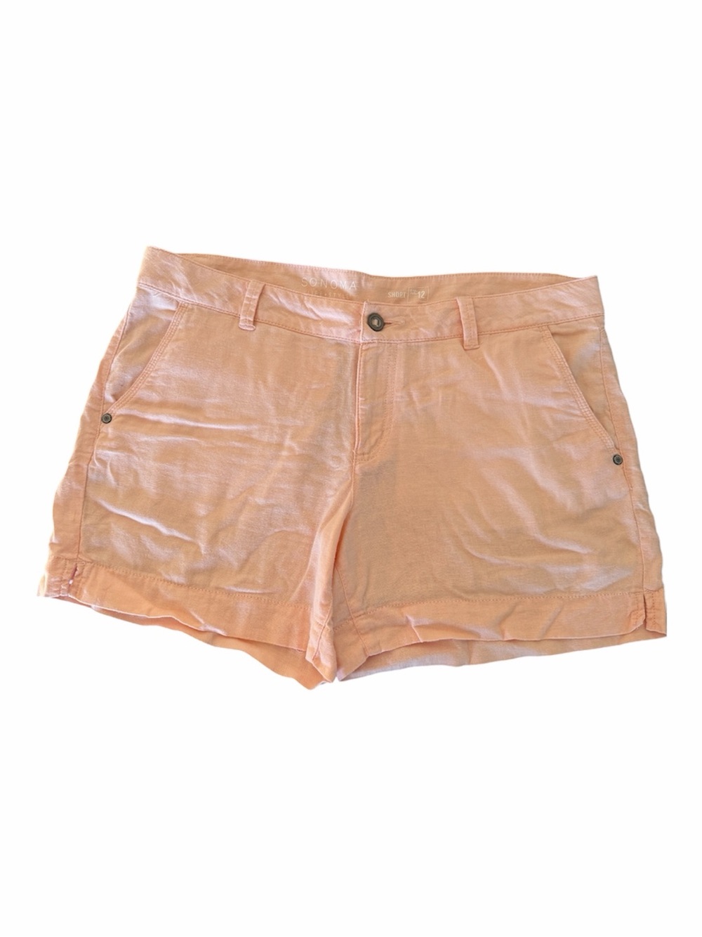 Sonoma lifestyle linen + rayon Peach Mid-Rise shorts size 12